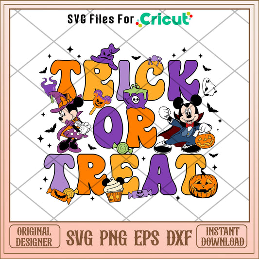 Halloween mouse Disney Trick or Treat svg, Disney characters svg, Digital Download