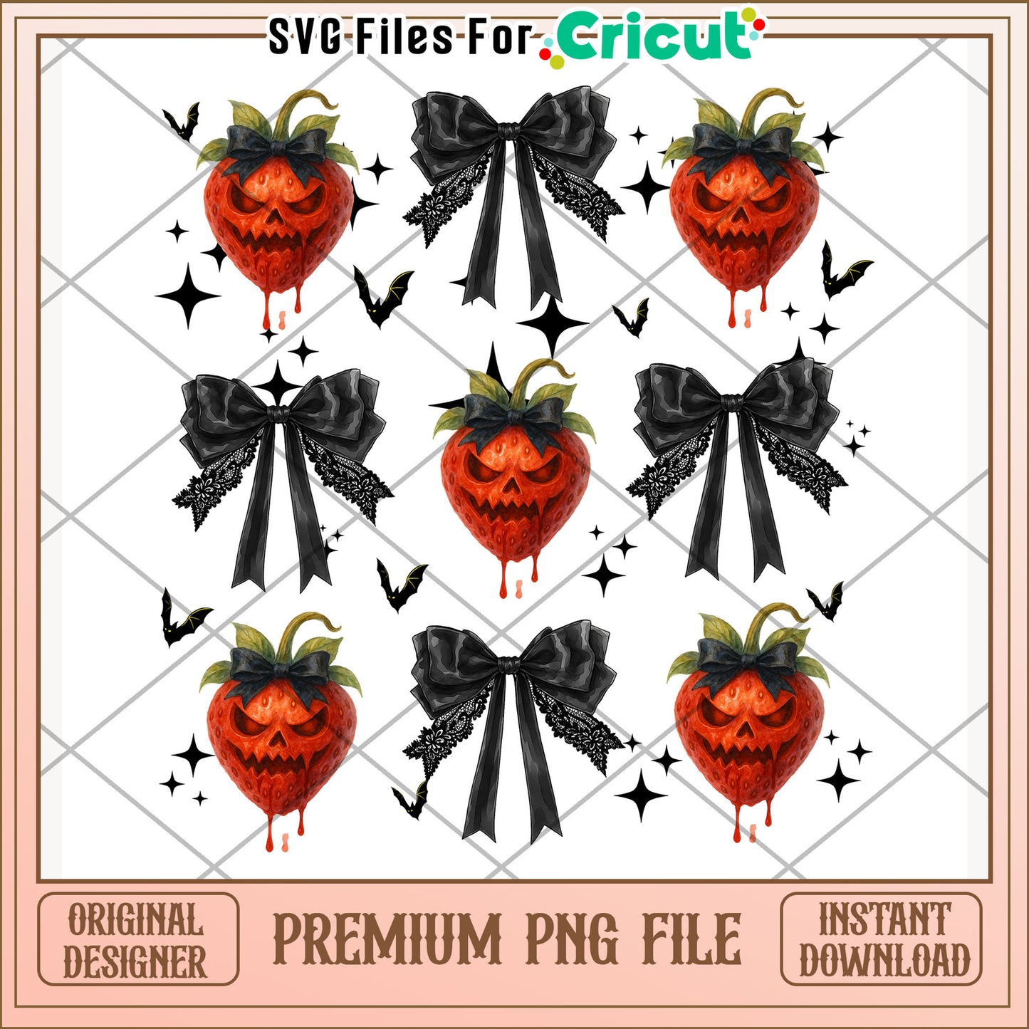 Halloween scary strawberry png, spooky fruit png, creepy halloween png