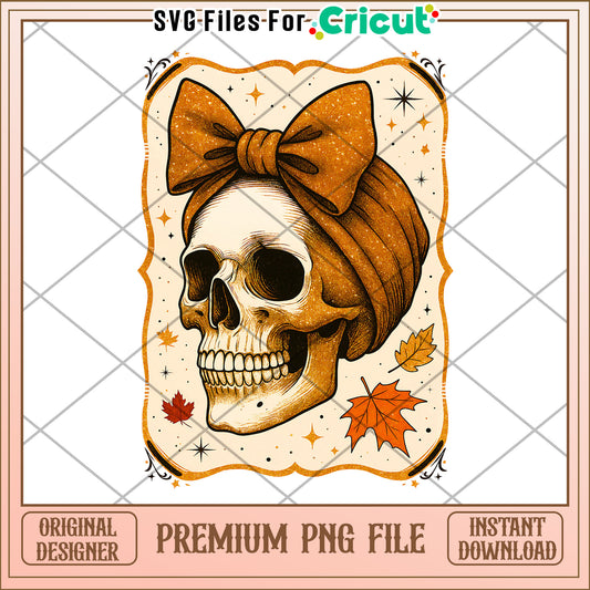 Halloween skull png, autumn cartoon png, fall design png