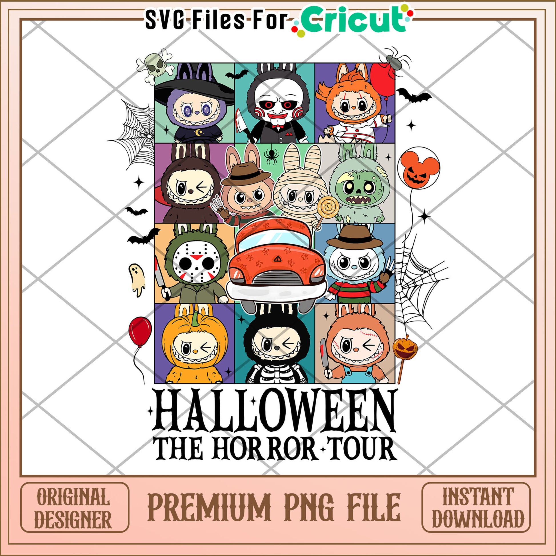 Halloween the horror tour labubu png, halloween png, halloween killers png