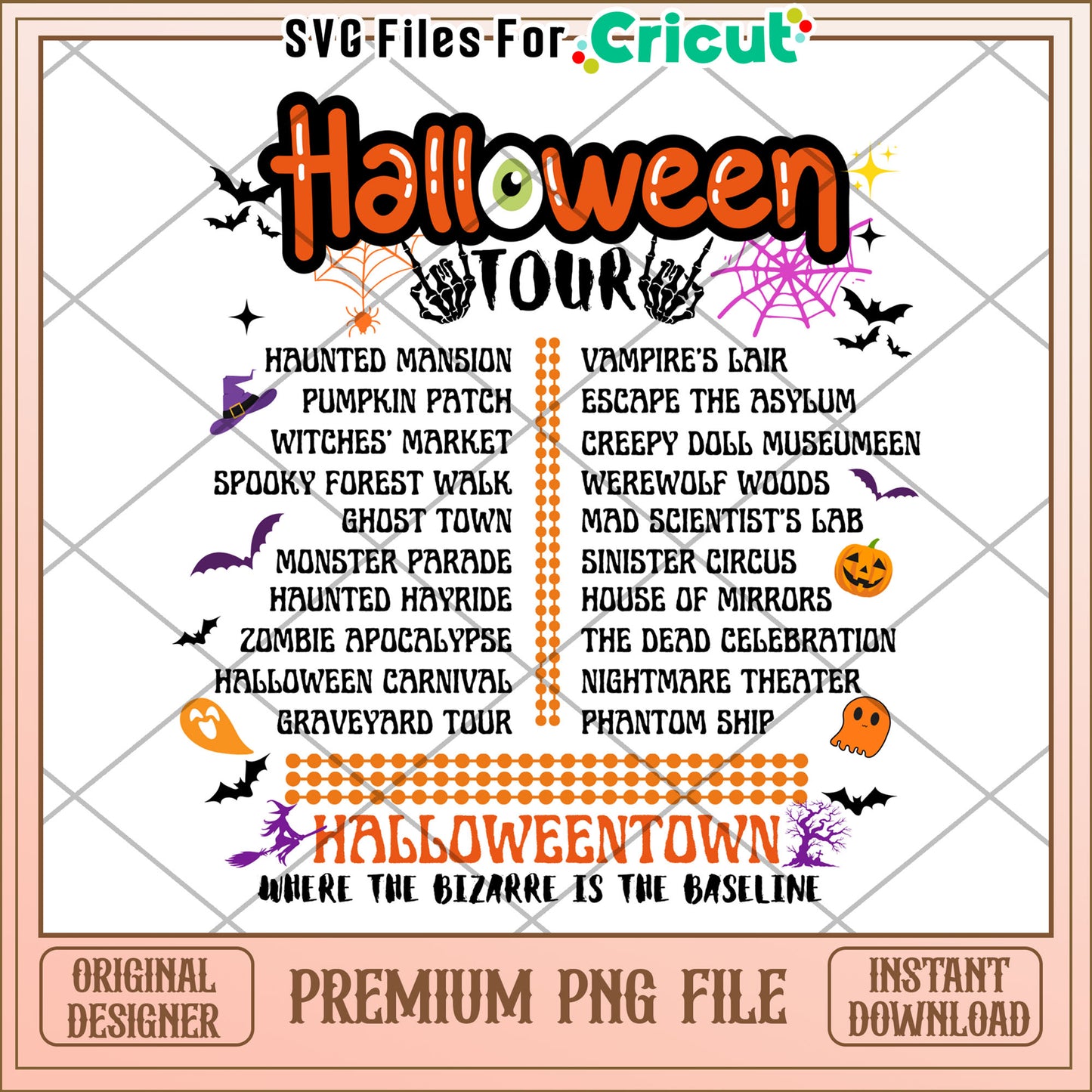 Halloween tour png, spooky characters png, halloween candy​ png