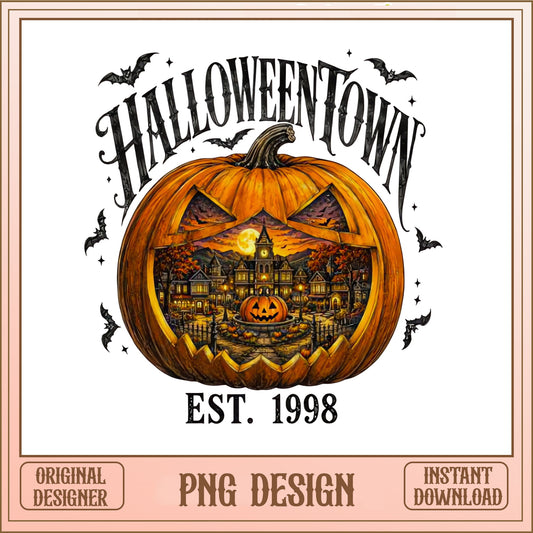 Halloweentown Est 1998 PNG, Halloween Pumpkin PNG, Spooky Town PNG