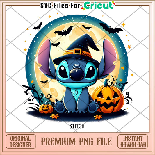 Halloween witch stitch png, spirit halloween png, funny stitch png