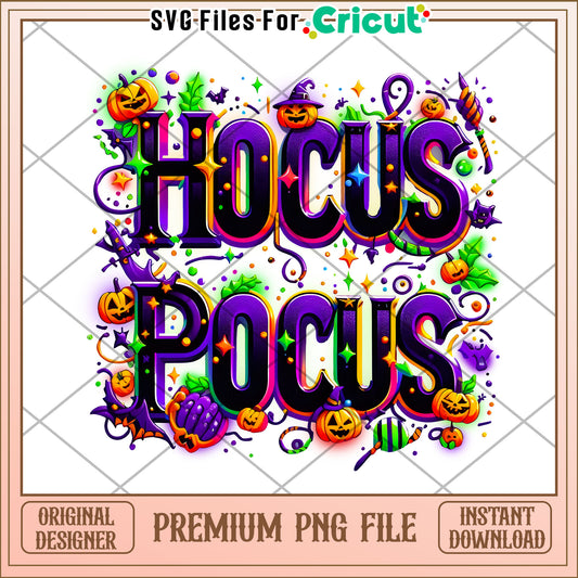 Hallowwen design hocus pocus png, happy halloween​ png, funny quotes png