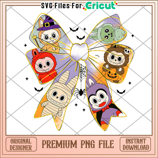 Halooween labubu bowtie png, lovely labubu​ png, halloween art​​​ png