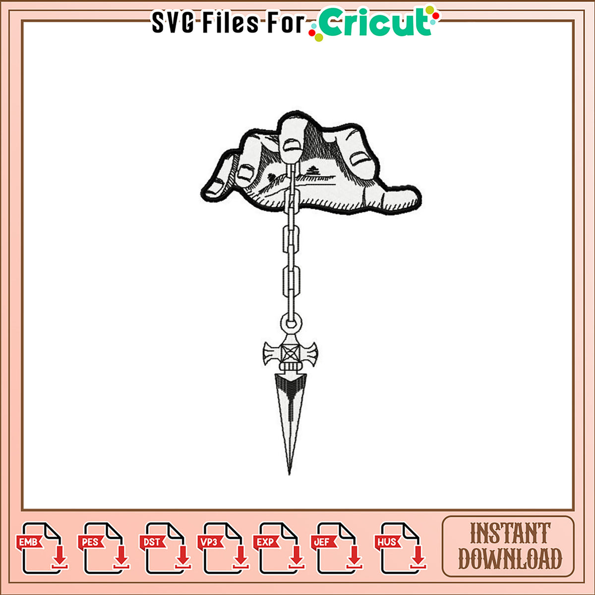 Dagger Cut Out File Hand Holding Dagger Embroidery Design Instant Download – svg files for ...