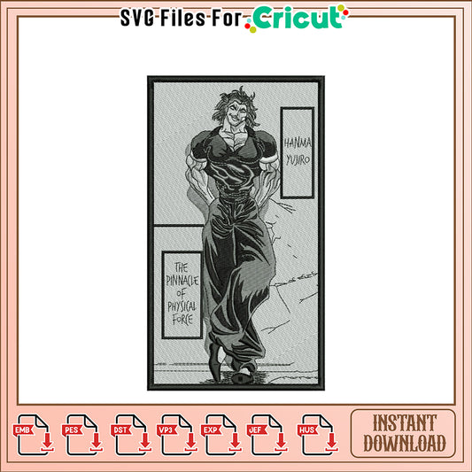 Hanma Yujiro Embroidery Design - Instant Download