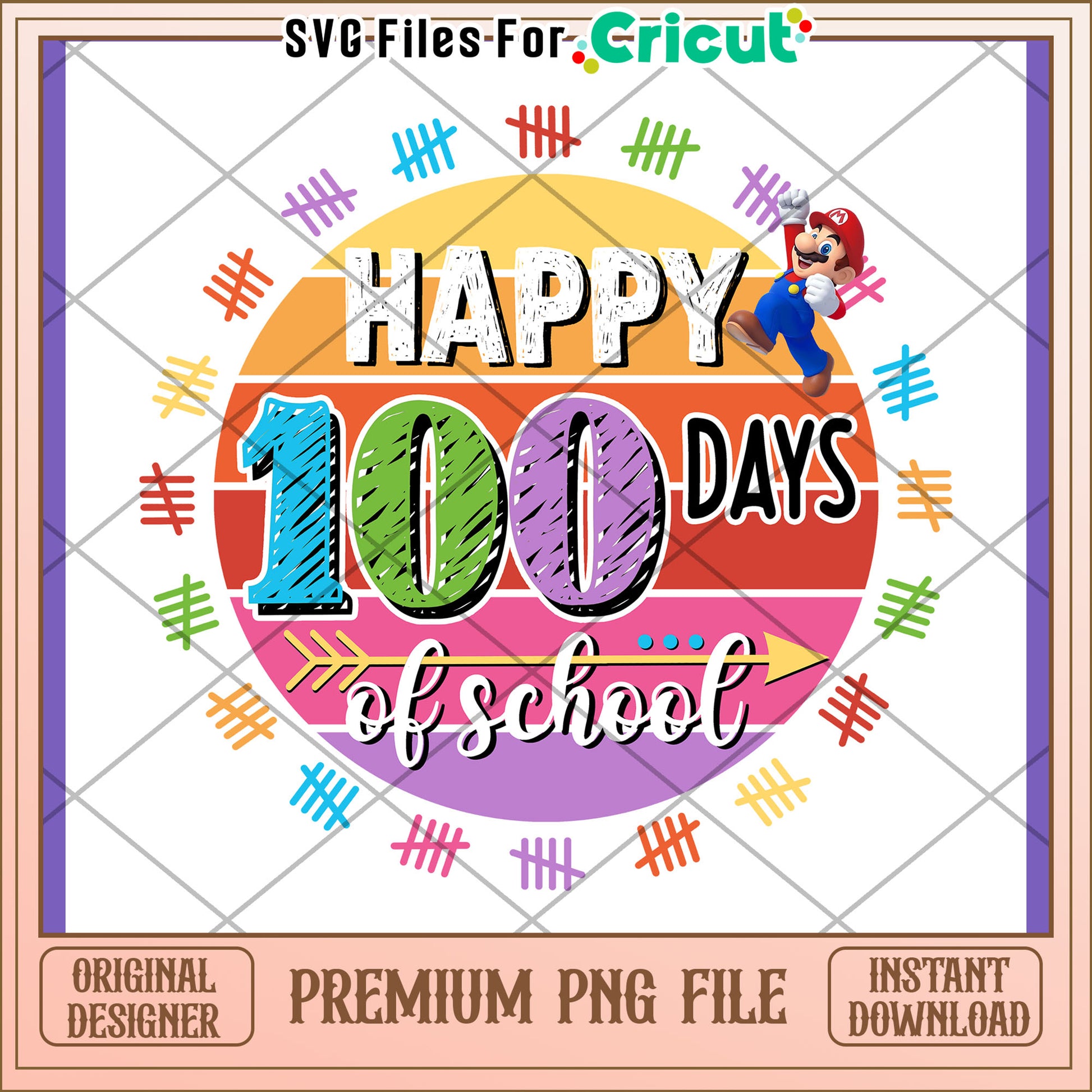 Happy 100 Days of School PNG Design for Kids Fun