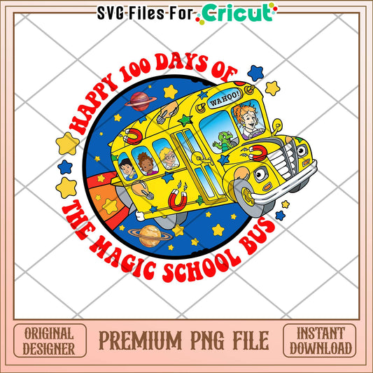 Happy 100 days of school bus png, the magic school bus png
