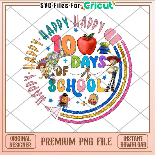 Happy 100th days of school design png, toy story school png
