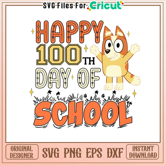 Happy 100th days of school svg, Bingo character svg, cartoon svg