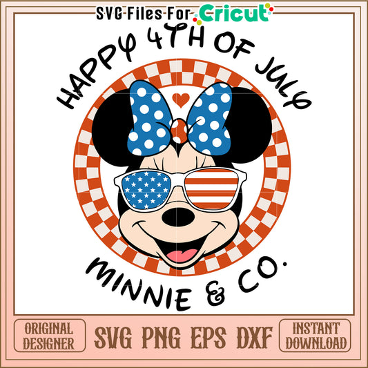 Happy 4th of July Minnie Mouse SVG Design for Festive Celebrations