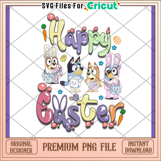 Happy Easter Bluey PNG Design