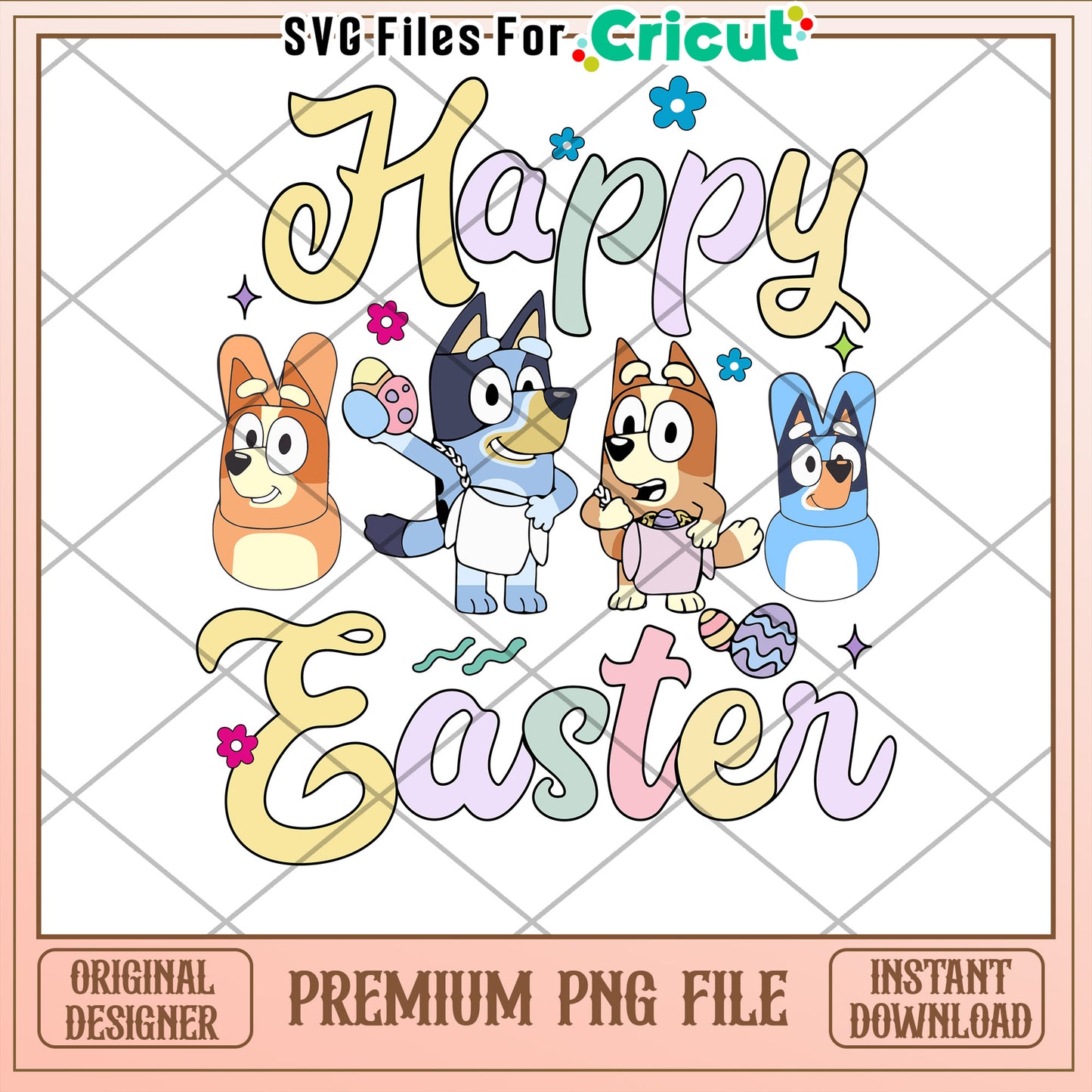 Happy Easter Bluey PNG Download