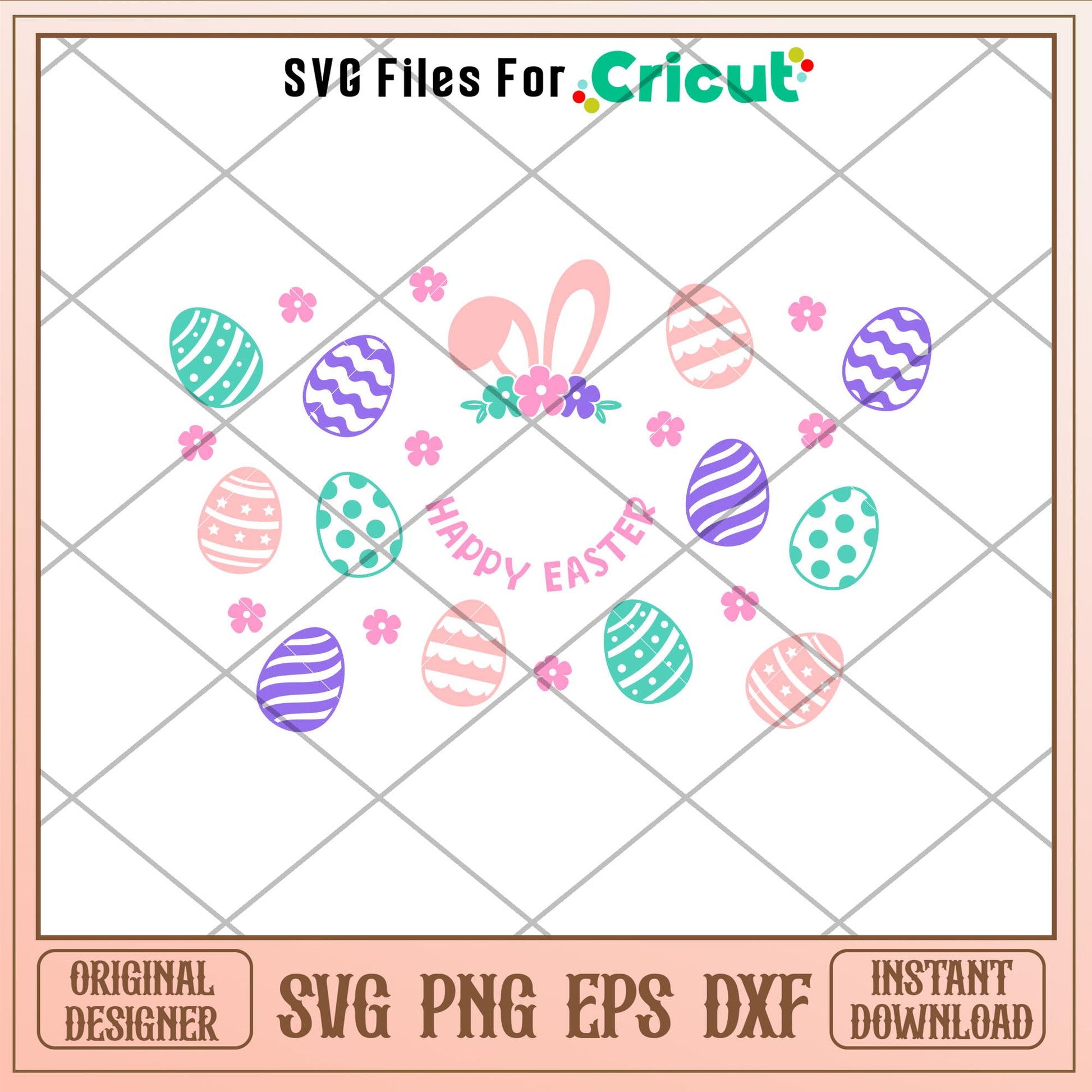 Happy Easter Bunny Full Wrap, Happy Easter Bunny Full Wrap Svg