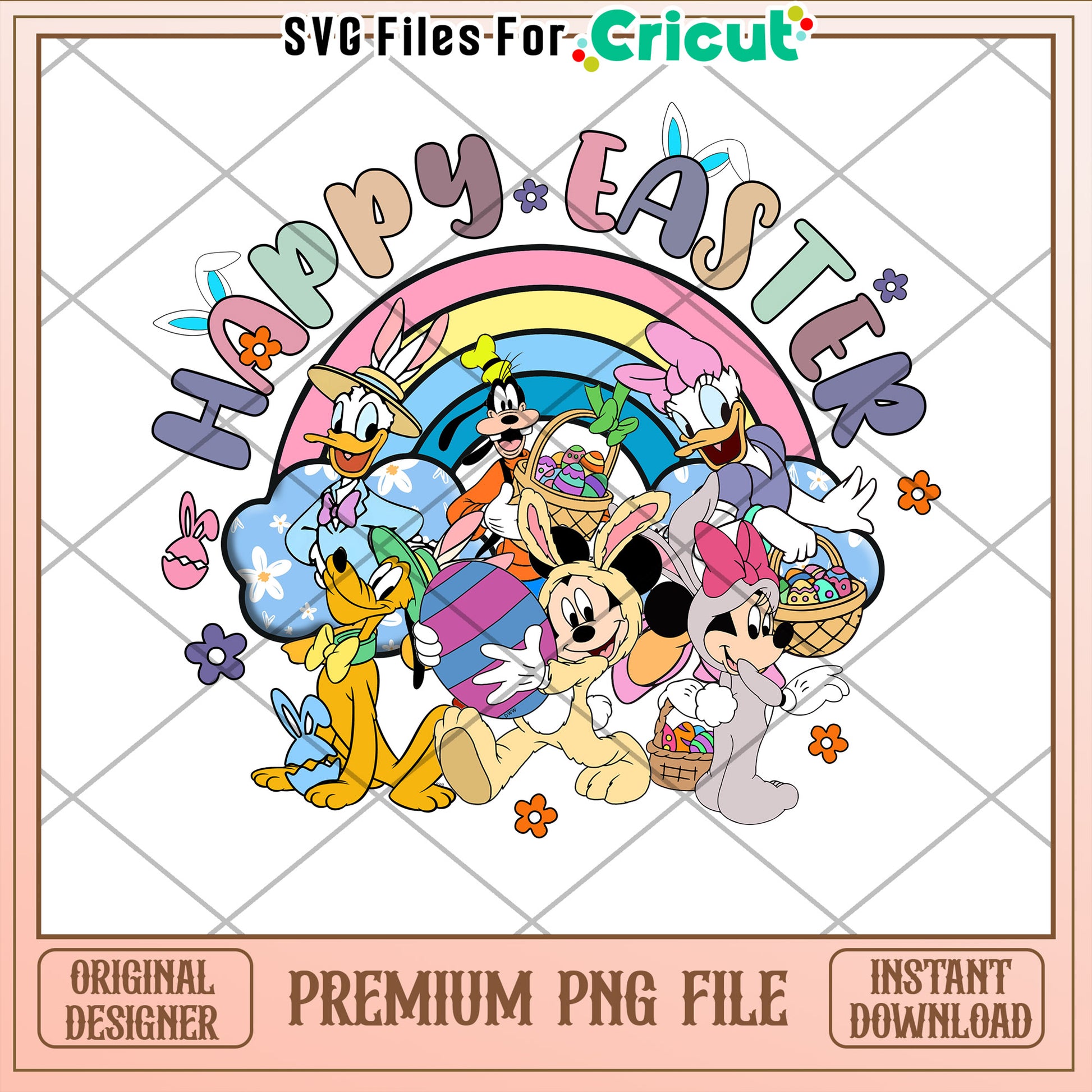 Happy Easter Disney Characters PNG for Crafts and Designs