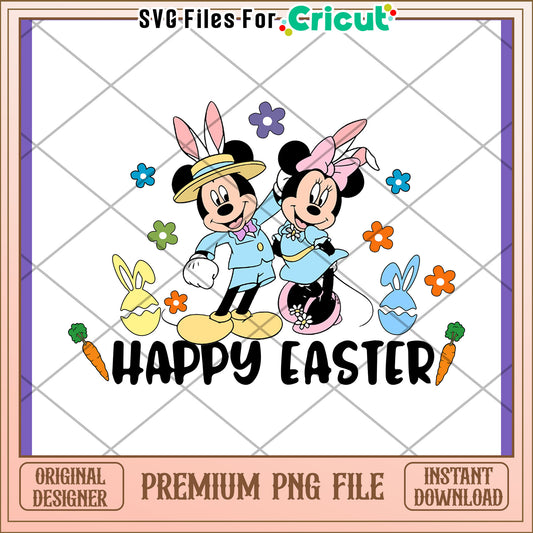 Happy Easter Mickey Minnie PNG Design