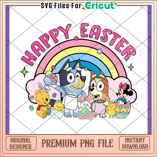Happy Easter PNG Bluey Friends Design