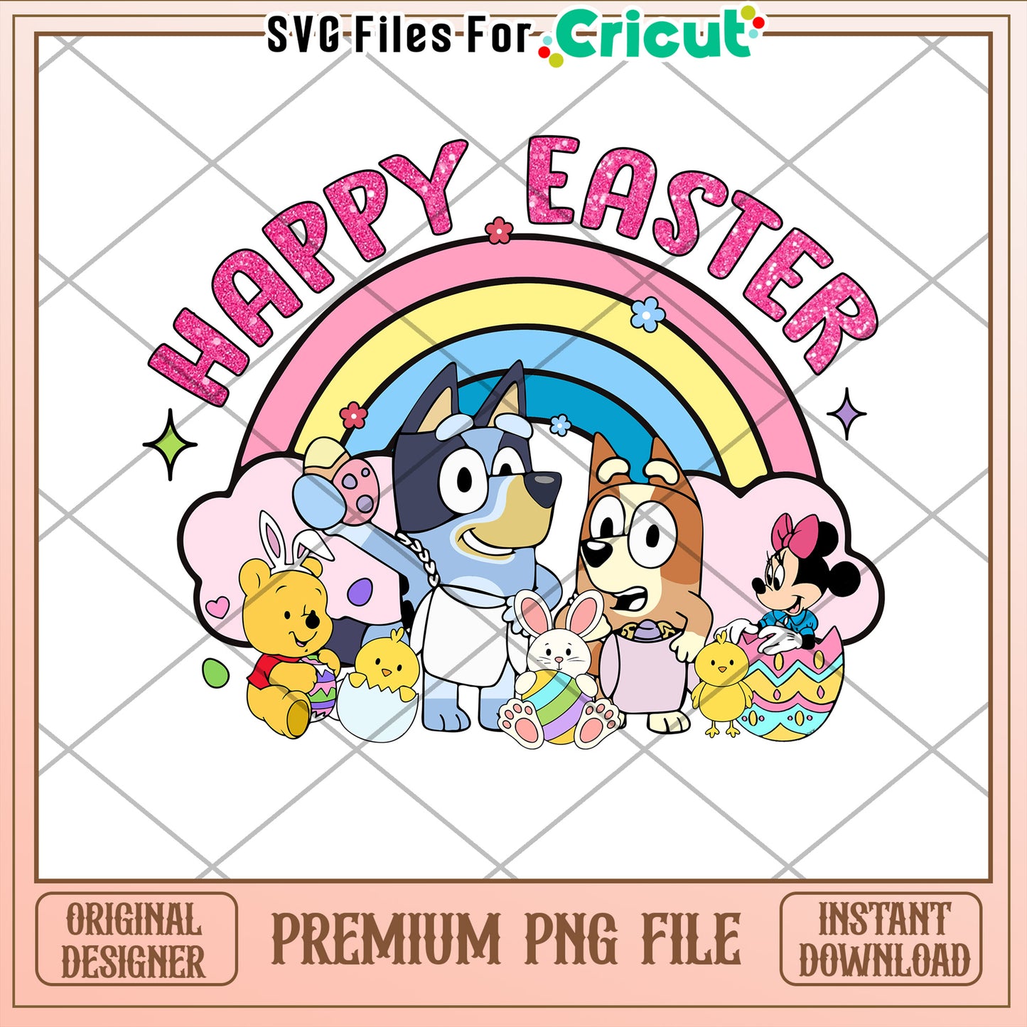 Happy Easter PNG Bluey & Friends