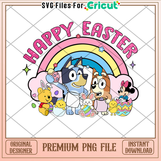 Happy Easter PNG Bluey & Friends