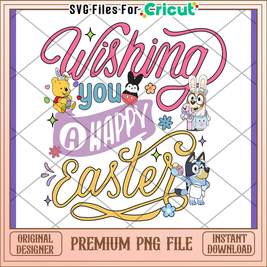 Happy Easter PNG Design with Cute Characters