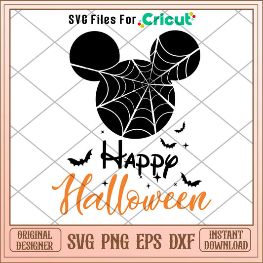Happy Halloween Mickey mouse black svg, Disney characters svg, Digital Download