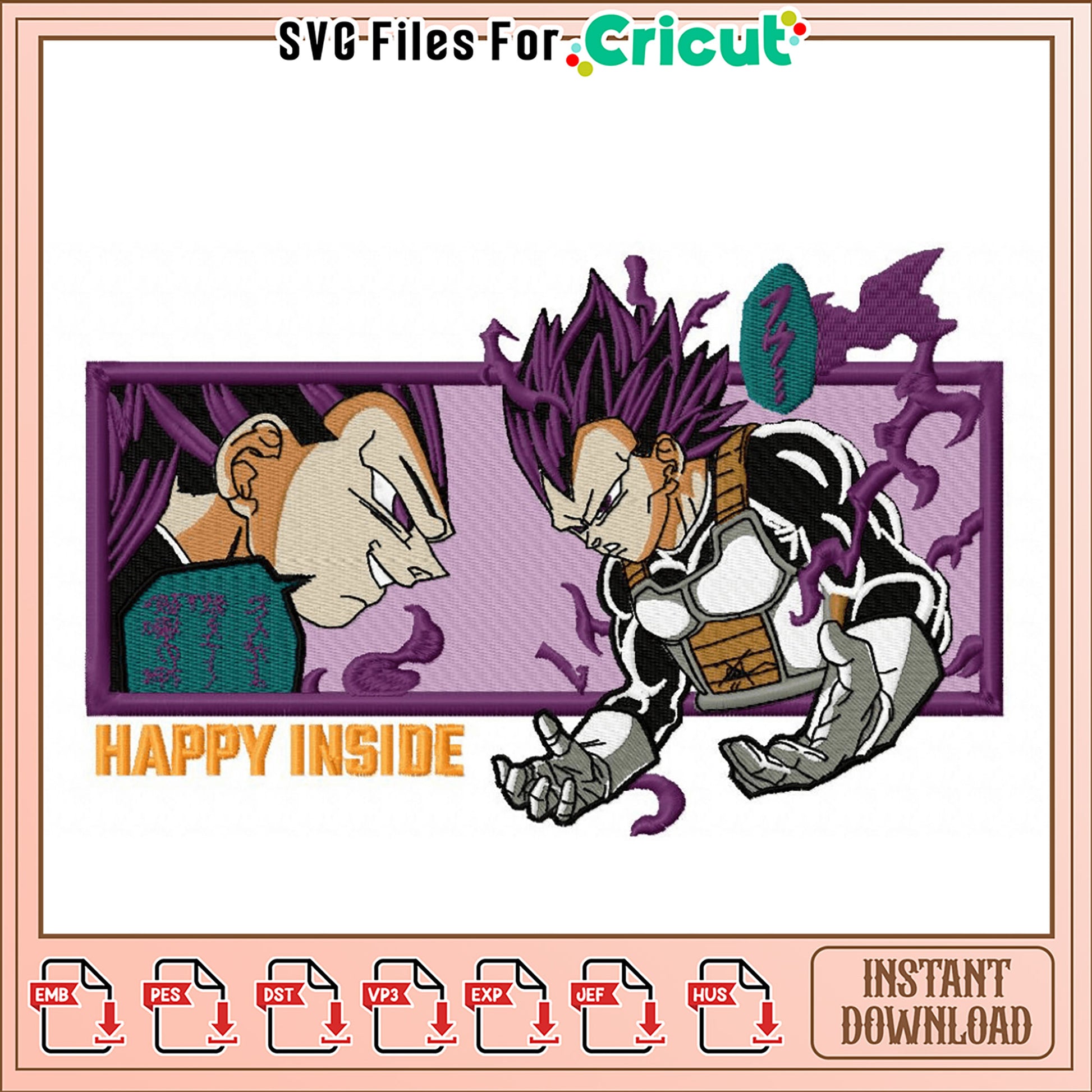 Happy Inside Embroidery Design for Instant Download