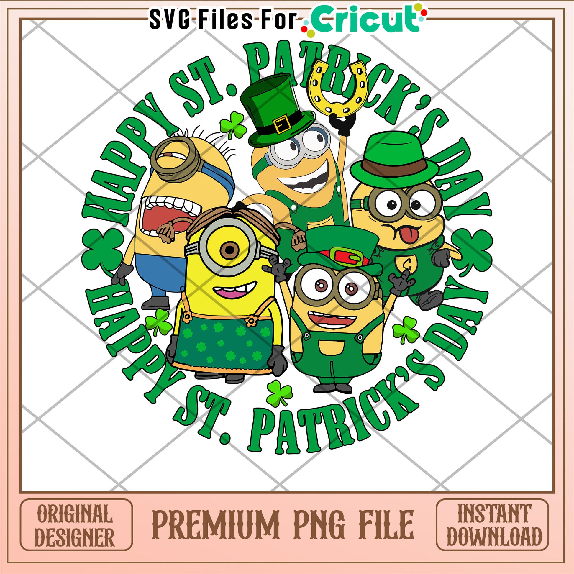 Happy Minions St Patricks Day PNG for Cricut Crafts