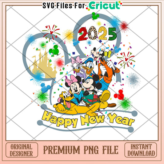 Happy New Year 2025 Disney PNG File for Cricut Crafting Fun