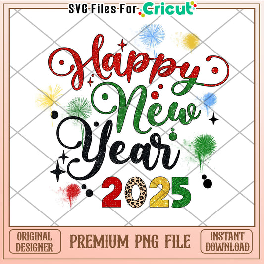 Happy New Year 2025 PNG Design