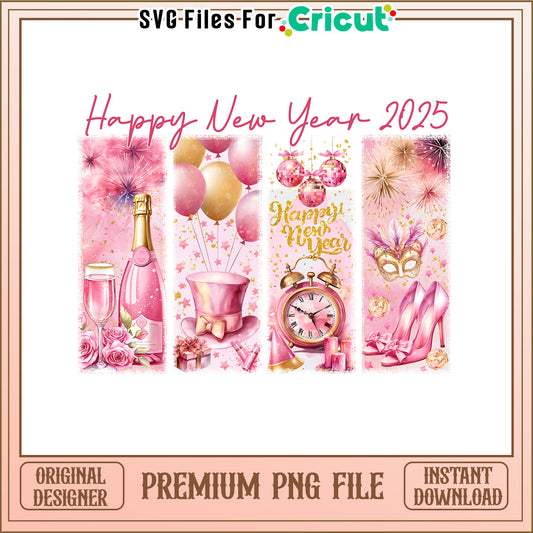 Happy New Year 2025 PNG Design, Celebrate with Festive Art