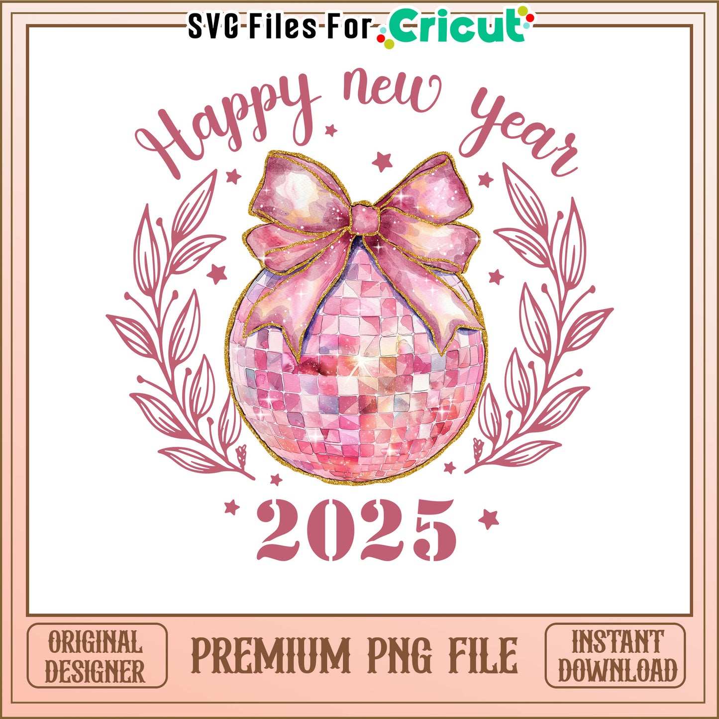 Happy New Year 2025 PNG file for crafting, perfect for celebrations