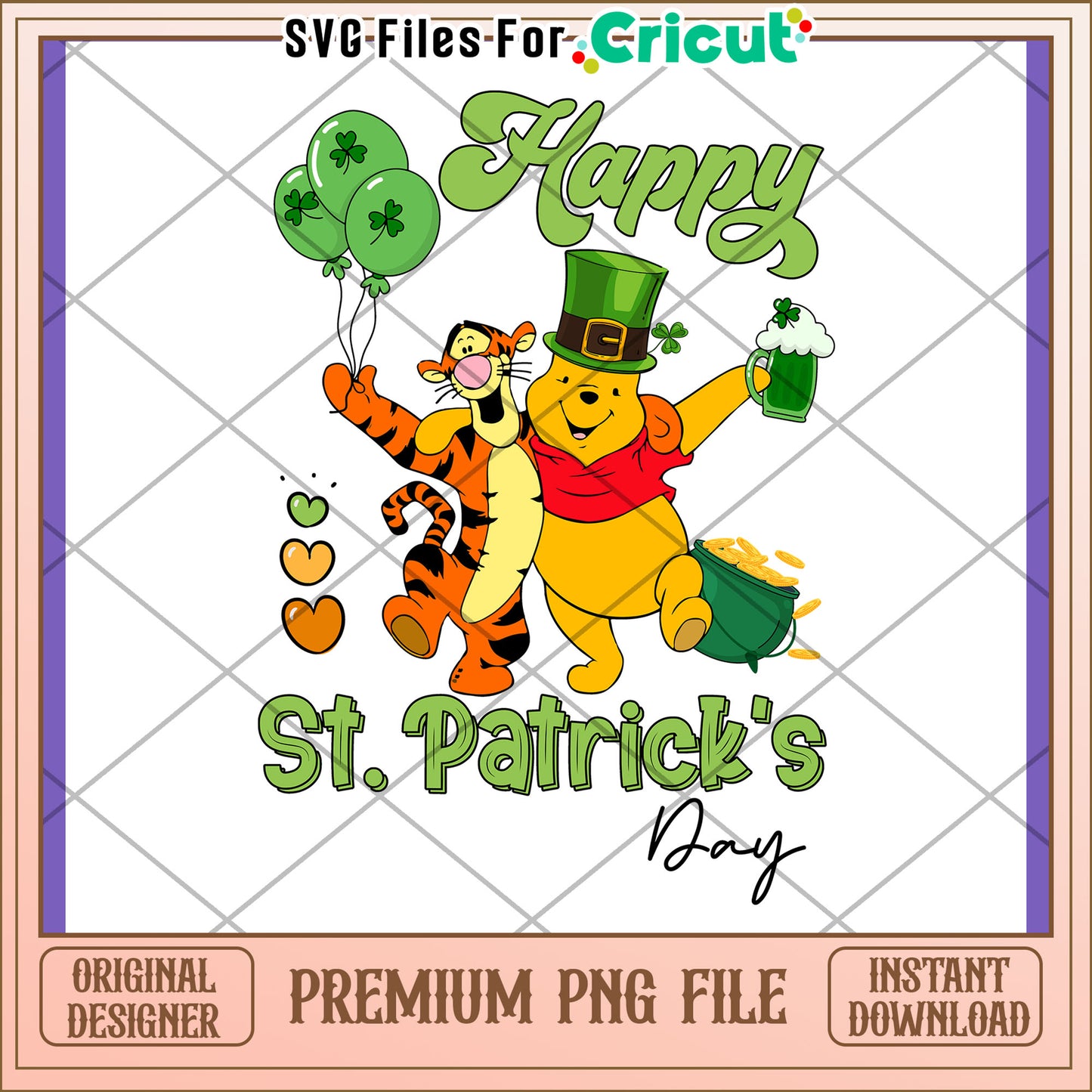 Happy St Patrick's Day Design with Tigger and Pooh