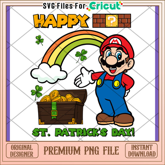 Happy St Patrick's Day Mario PNG Design for Fun Use