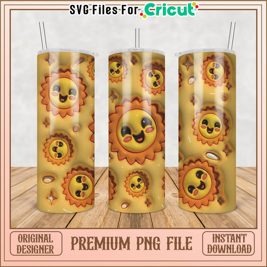 Happy Sun Tumbler PNG Design - Instant Download