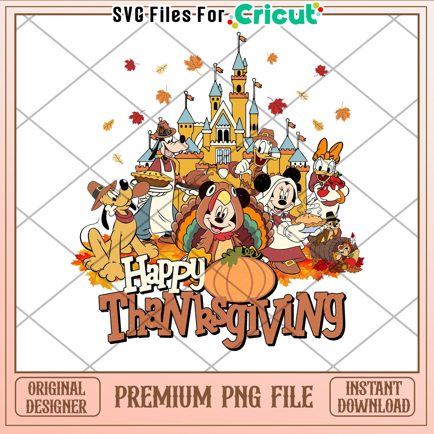 Happy Thanksgiving Mickey Mouse and Friends PNG Instant Download