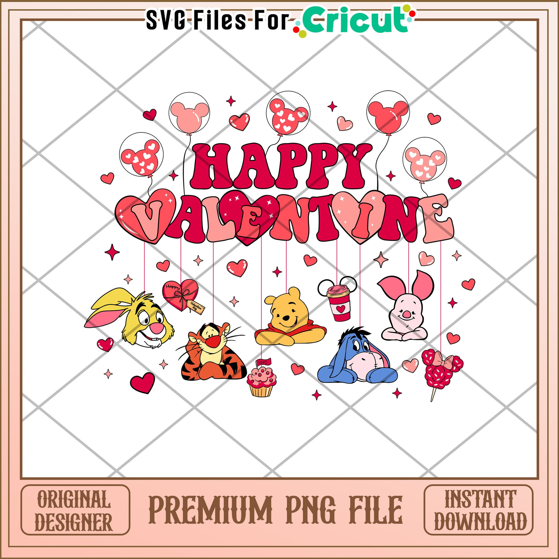 Happy Valentine Disney PNG for Cricut Instant Download