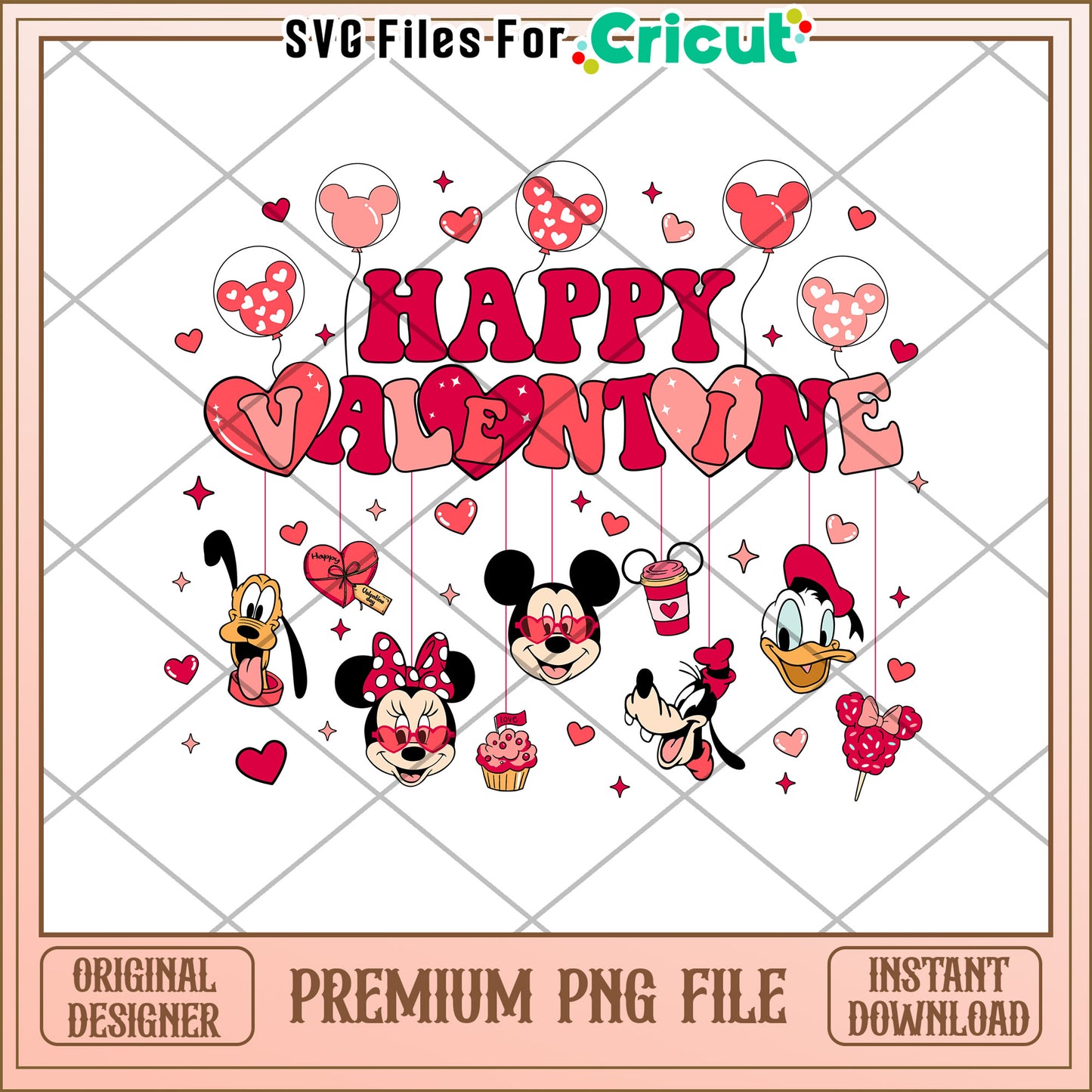 Happy Valentine Mickey Mouse PNG File for Crafts