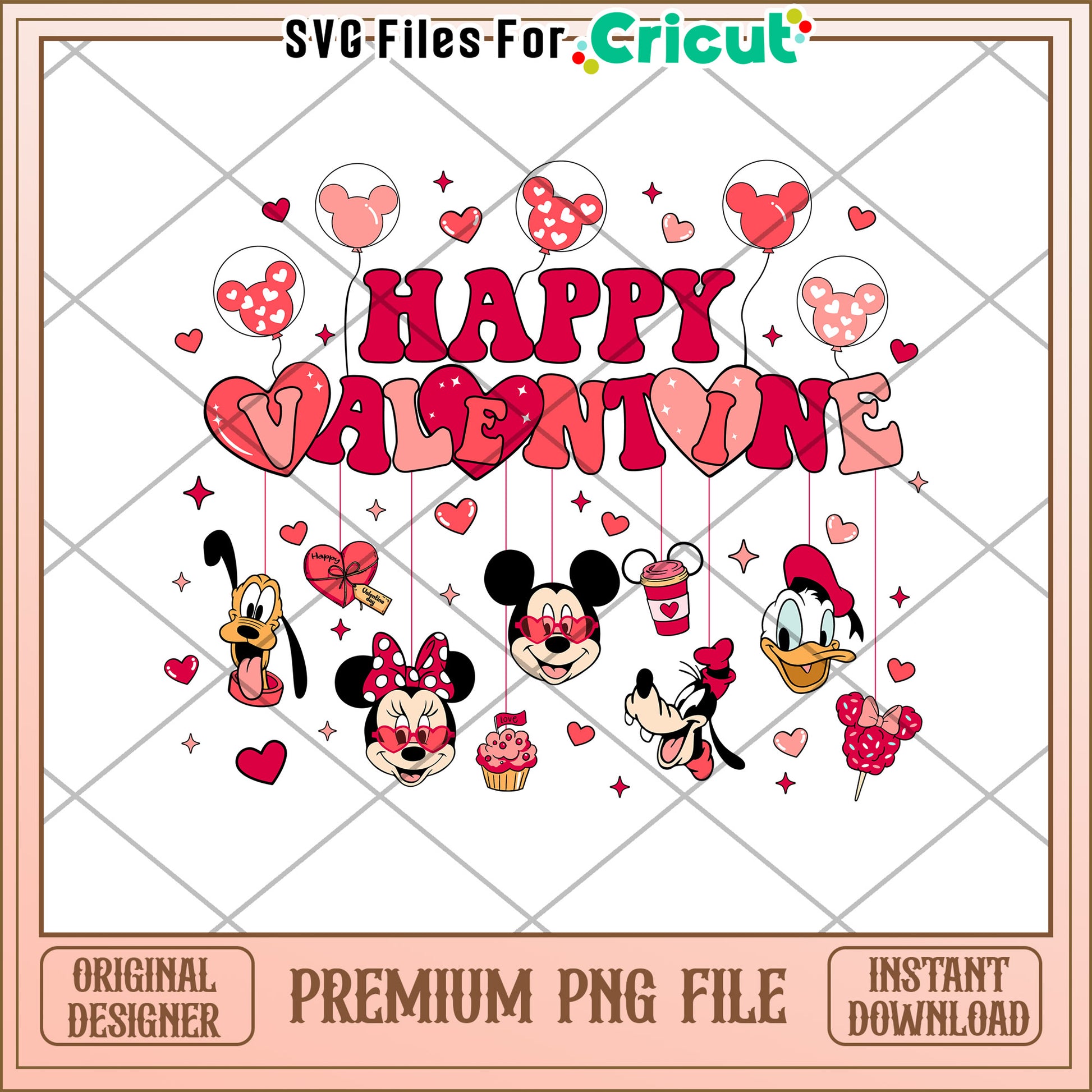 Happy Valentine Mickey Mouse PNG File for Crafts