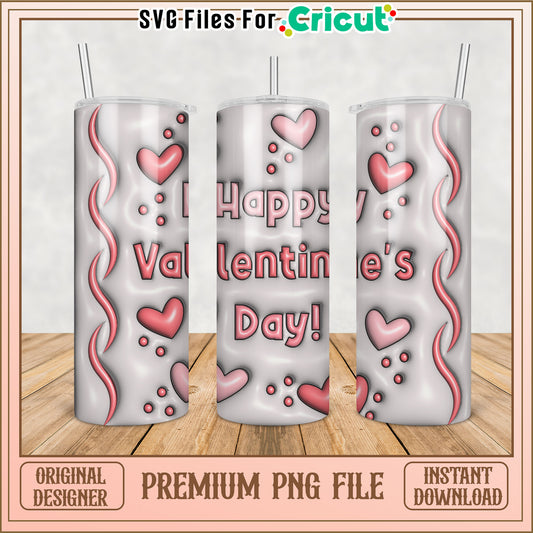 Happy Valentine's Day Tumbler PNG Design for Cricut Projects