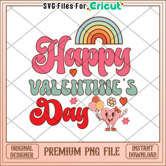 Happy Valentines Day PNG Retro Design