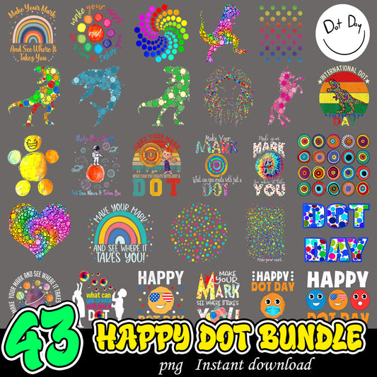 Happy Dot Bundle Png, Happy dot day art png bundle