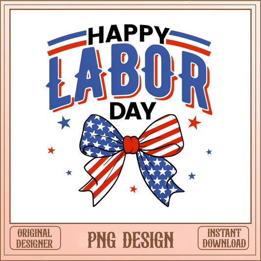 Happy Labor Day PNG, American Flag Bow PNG, Patriotic PNG