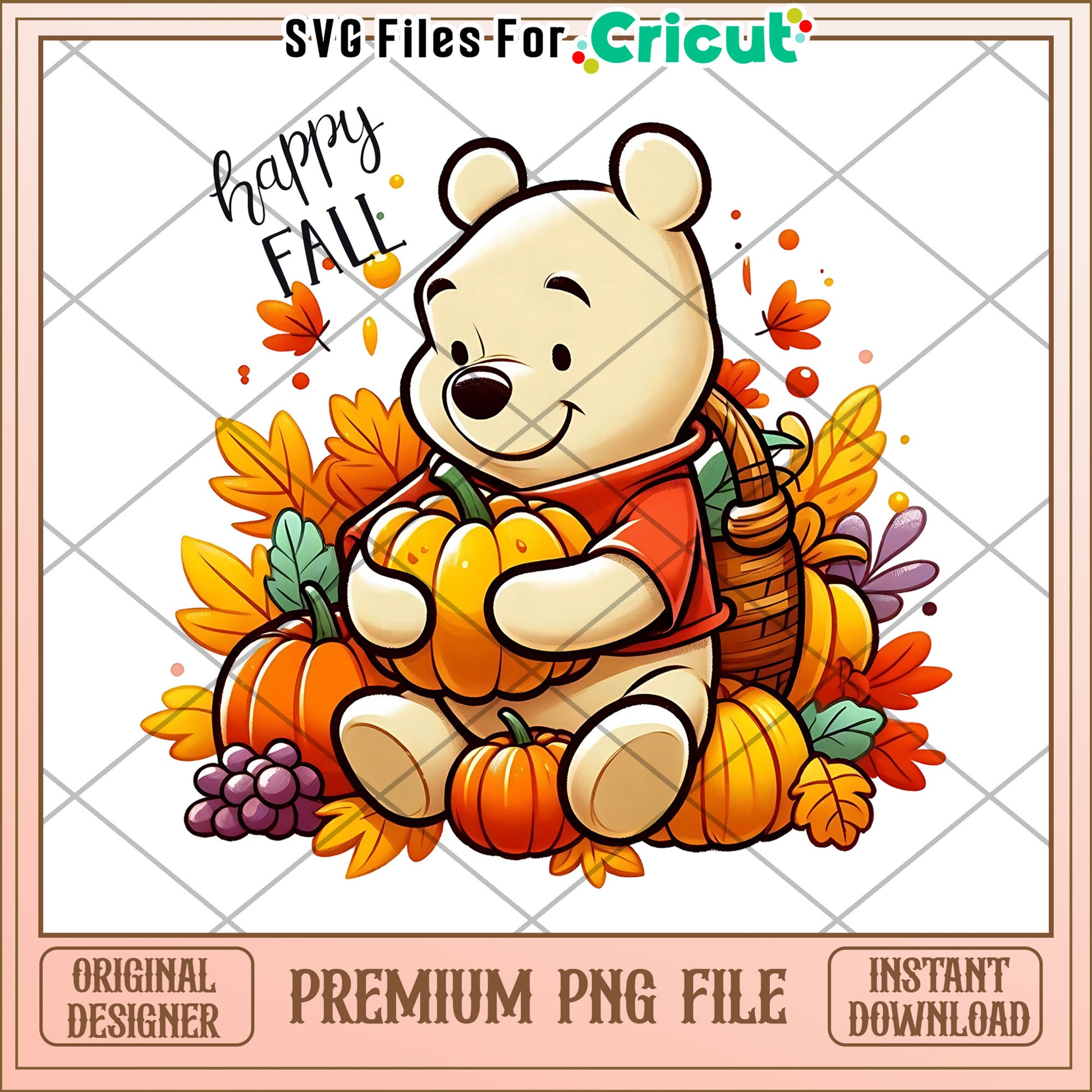 Happy fall pooh png, thanksgiving season png, winnie the pooh png