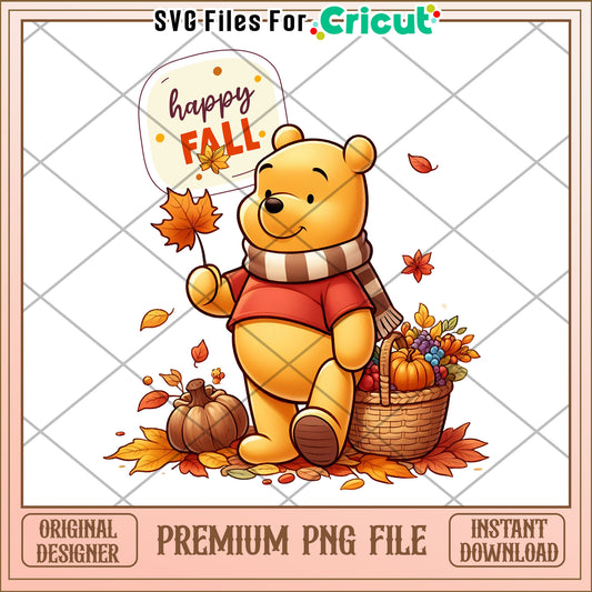 Happy fall winnie the pooh png, thanksgiving season png, winnie the pooh png
