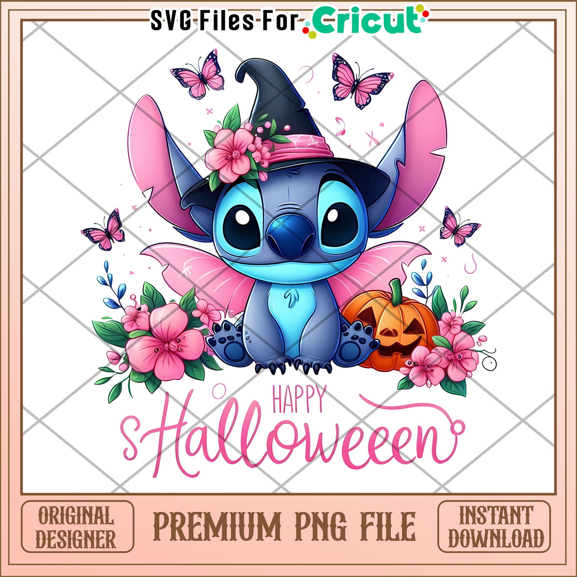 Happy halloween cute stitch png, spirit halloween png, funny stitch png