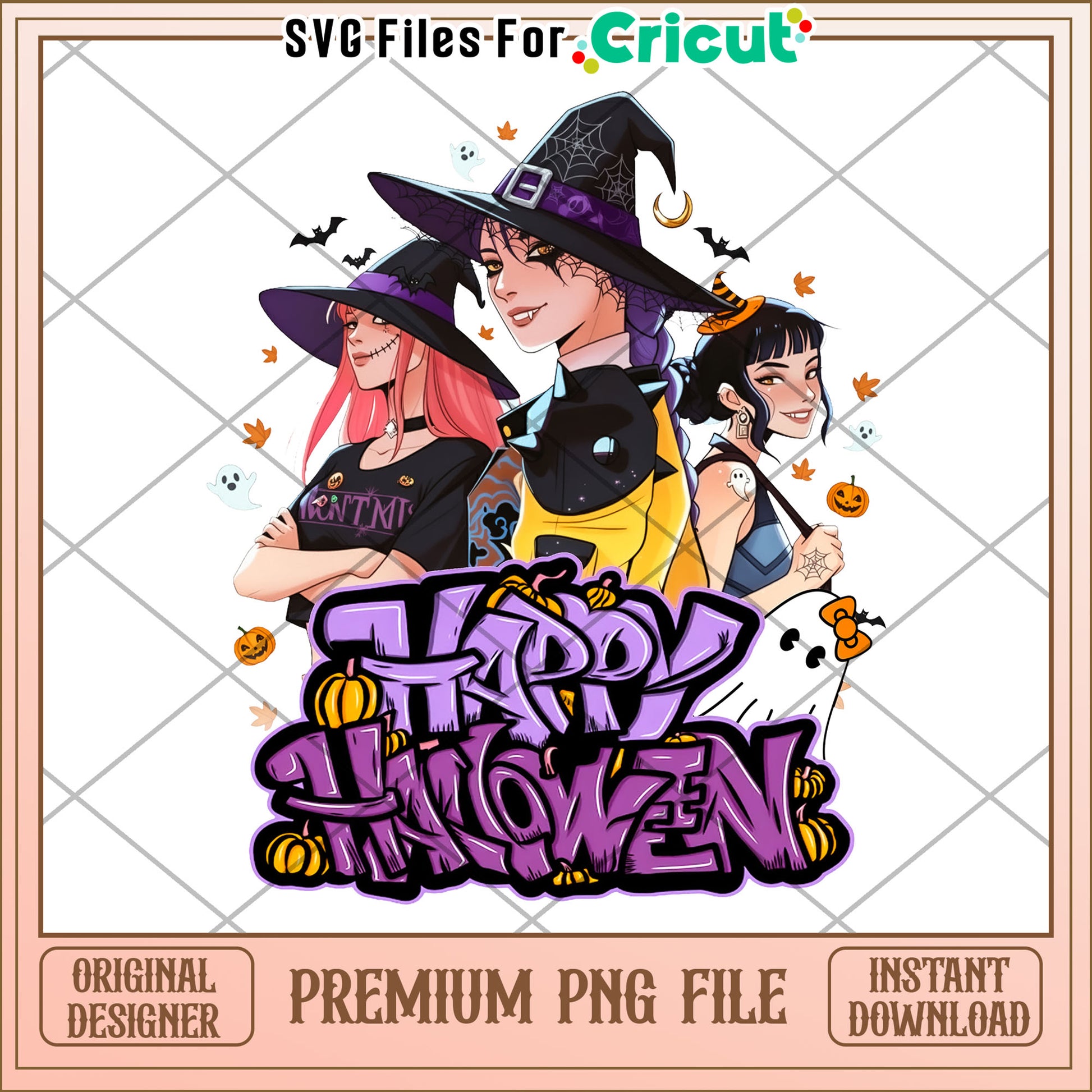 Happy halloween demon girls png, kpop cartoon png, halloween season png