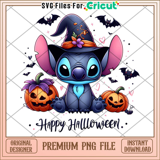 Happy halloween design png, halloween for kids png, stitch cartoon png