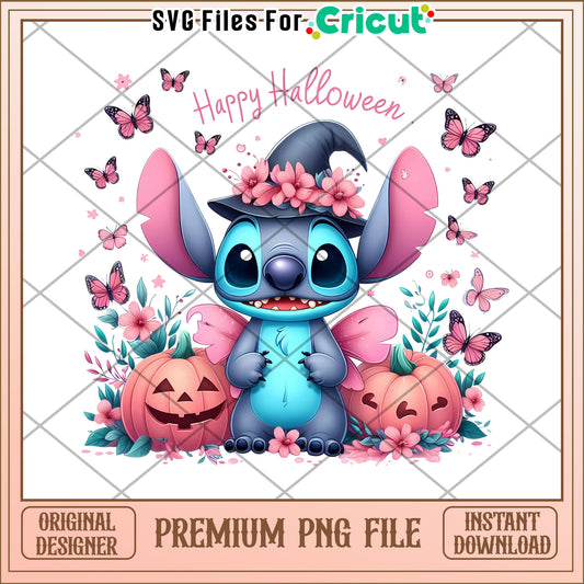 Happy halloween flowers png, spirit halloween png, funny stitch png