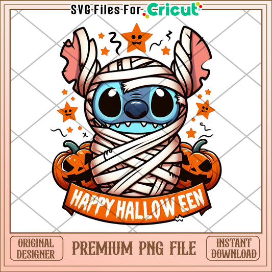 Happy halloween mummy stitch png, halloween cookies​ png, lilo and stitch png
